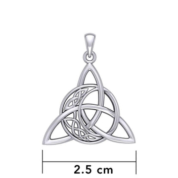 Triquetra and Celtic Crescent Moon Silver Pendant TPD5887 - Jewelry
